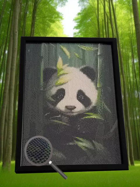 quadro cucciolo panda diamanti rotondi 25x35 cm