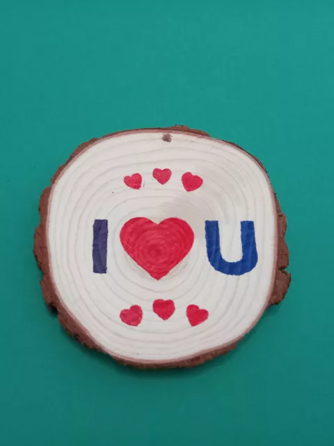 sottobicchiere legno spesso decorato i love you