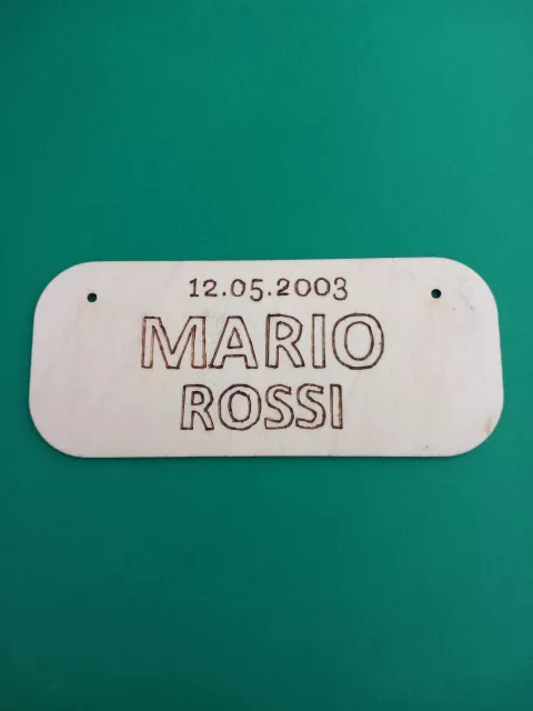 targhetta legno incisione mario rossi